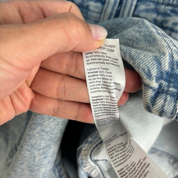 NWOT Topshop Acid Wash Denim Shirt Dress Y2K Utility Snap Button 6 - Picture 9 of 12